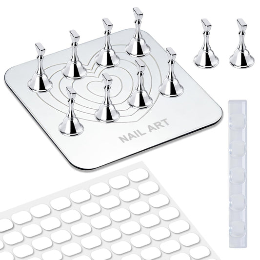 Nagelständer für Press-On-Nägel, magnetischer Fake-Nail-Tips-Halter mit Metallbasis, wiederverwendbares doppelseitiges Klebeband, Acryl-Nagelwerkzeug für Heim-DIY, Nagelstudio-Zubehör