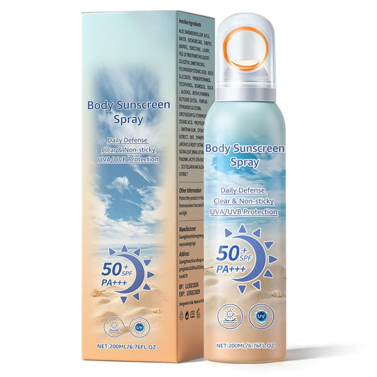 XINGXYUEL Mineral Sonnenspray SPF 50 – Zinkoxid Sonnenschutzspray für Gesicht & Körper, Breitspektrum UVA/UVB Schutz, wasserbeständig, nicht fettend, 200 ml