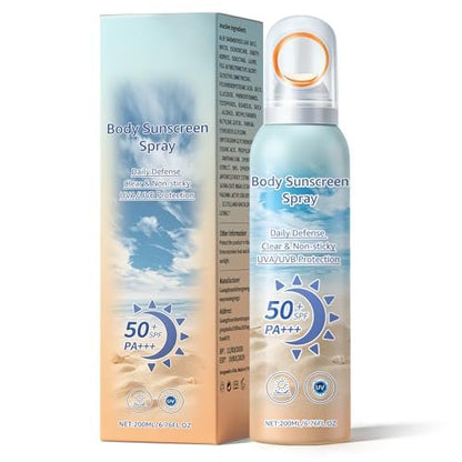 XINGXYUEL Mineral Sonnenspray SPF 50 – Zinkoxid Sonnenschutzspray für Gesicht & Körper, Breitspektrum UVA/UVB Schutz, wasserbeständig, nicht fettend, 200 ml