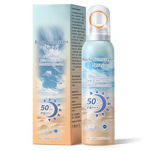 XINGXYUEL Mineral Sonnenspray SPF 50 – Zinkoxid Sonnenschutzspray für Gesicht & Körper, Breitspektrum UVA/UVB Schutz, wasserbeständig, nicht fettend, 200 ml