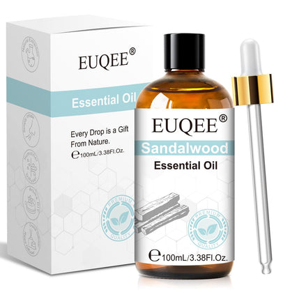 EUQEE 100ml Sandelholz Ätherisches Öl – Reines Sandelholzöl für Diffuser, Massage, Seifen- und Kerzenherstellung sowie Haut- und Haarpflege – 100 ml