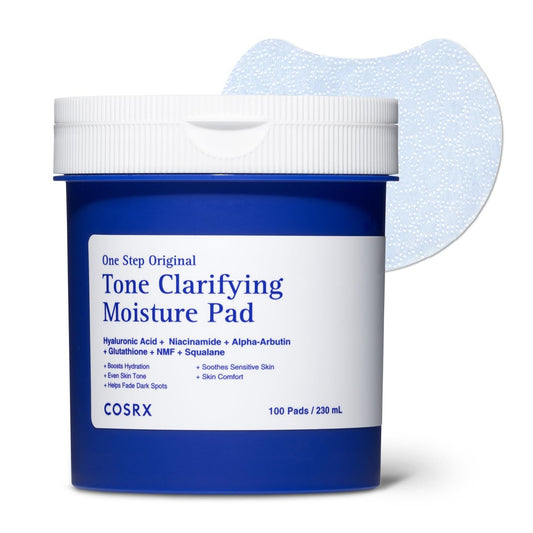 COSRX OneStep Original Tone Clarifying Moisture Pad, 100 Pads – Tägliches Toning-Pad für Hautstruktur, Feuchtigkeit & ebenmäßigen Hautton mit Arbutin, Glutathion & 12 Hyaluronsäuren, Koreanische Hautpflege