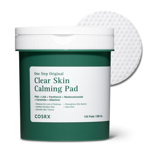 COSRX OneStep Original Clear Skin Calming Pad – 100 Pads mit 82% Grüntee-Wasser, Cica, PHA & LHA für sanftes Peeling, beruhigende & stärkende Gesichtspflege
