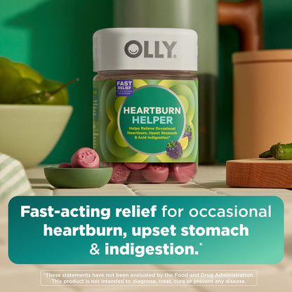 OLLY Heartburn Helper Gummis – Schnelle Linderung bei gelegentlichem Sodbrennen, Tricalciumphosphat, Beeriger Frischegeschmack, 20 Portionen – 40 Stück