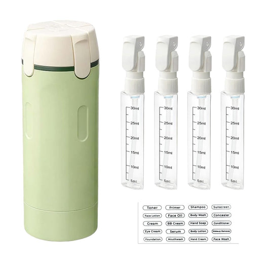 4-in-1 Reise-Dispenser – Nachfüllbare, auslaufsichere Shampoo- und Conditioner-Flaschen für Urlaub und Geschäftsreisen, 120 ml
