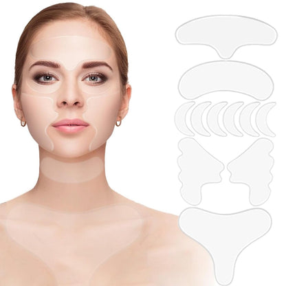 Redcool Anti-Falten Silikonpflaster für Hals, Gesicht, Dekolleté & Stirn | 11 wiederverwendbare Pflaster mit Kollagen für feine Linien, feuchtigkeitsspendend & straffend