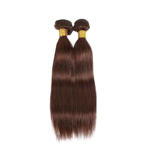 #4 Chocolate Brown Bundles – 100% Echthaar Straight Bundles 24 26 Zoll – Brasilianisches Echthaar Weave 2 Bundles – Unbehandeltes Brazilian Virgin Human Hair Extensions