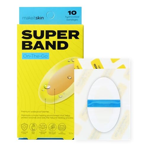 SUPERBAND On-The-Go | Wasserfeste Hydrokolloid-Pflaster (2,2 x 1,4 Zoll) | Schnelle Heilung von Blasen, Schürfwunden & Insektenstichen | Ultra-flexible Outdoor-Erste-Hilfe | 10 Stück