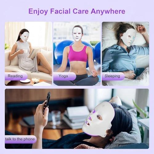 XANBYYE Rotlichttherapie-Gesichtsmaske – Anti-Aging LED-Maske mit 7 Farben und einstellbarer Helligkeit, wiederaufladbar für zu Hause