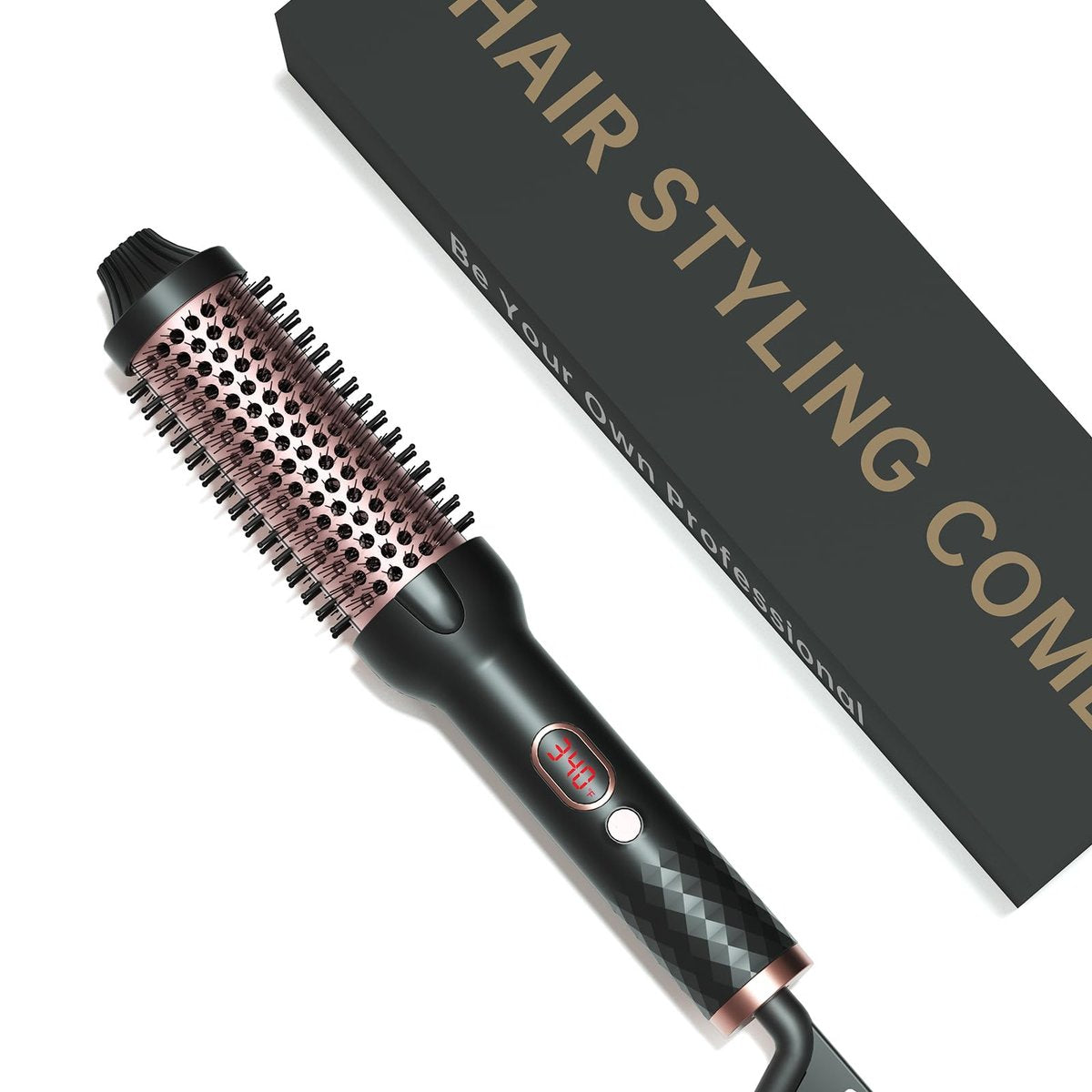 Hahahope 1,5 Zoll Thermalbürste, beheizte Rundbürste für Blowout-Look mit negativen Ionen & Keramik, 30s Schnellheizlockenstab mit 10 Temperatureinstellungen für Volumen, Reise-Haarstyling-Tool