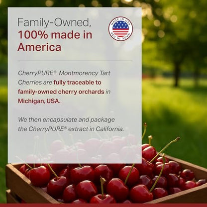 Montmorency Sauerkirsch Extrakt, Nicht GVO, Kapseln - CherryPure 50:1 Konzentrat entspricht 25.000 mg - Antioxidantien & Flavonoide, Sauerkirsch Extrakt für Gicht & Muskeln - 30 vegane Kapseln - 1 Monatsvorrat