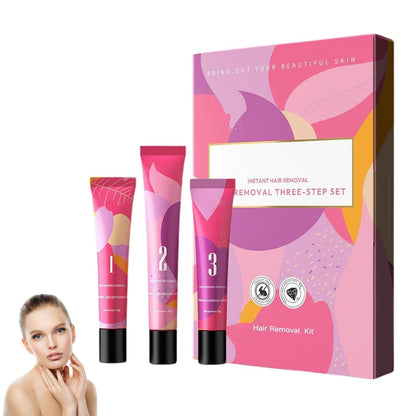Ayland Haarentfernungscreme für das Gesicht – Sanfte, schmerzfreie Haarentfernung mit pflegendem Set (Creme, Glättungsgel & Feuchtigkeitslotion), 50 ml