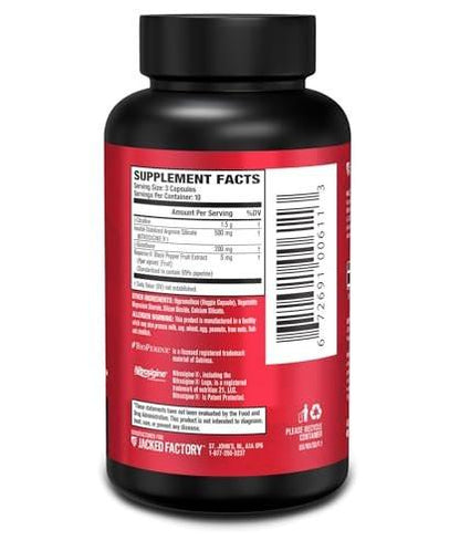 Jacked Factory N.O. XT – Stickstoffmonoxid-Booster für Männer mit Nitrosigine, L-Arginin & L-Citrullin – 30 Kapseln