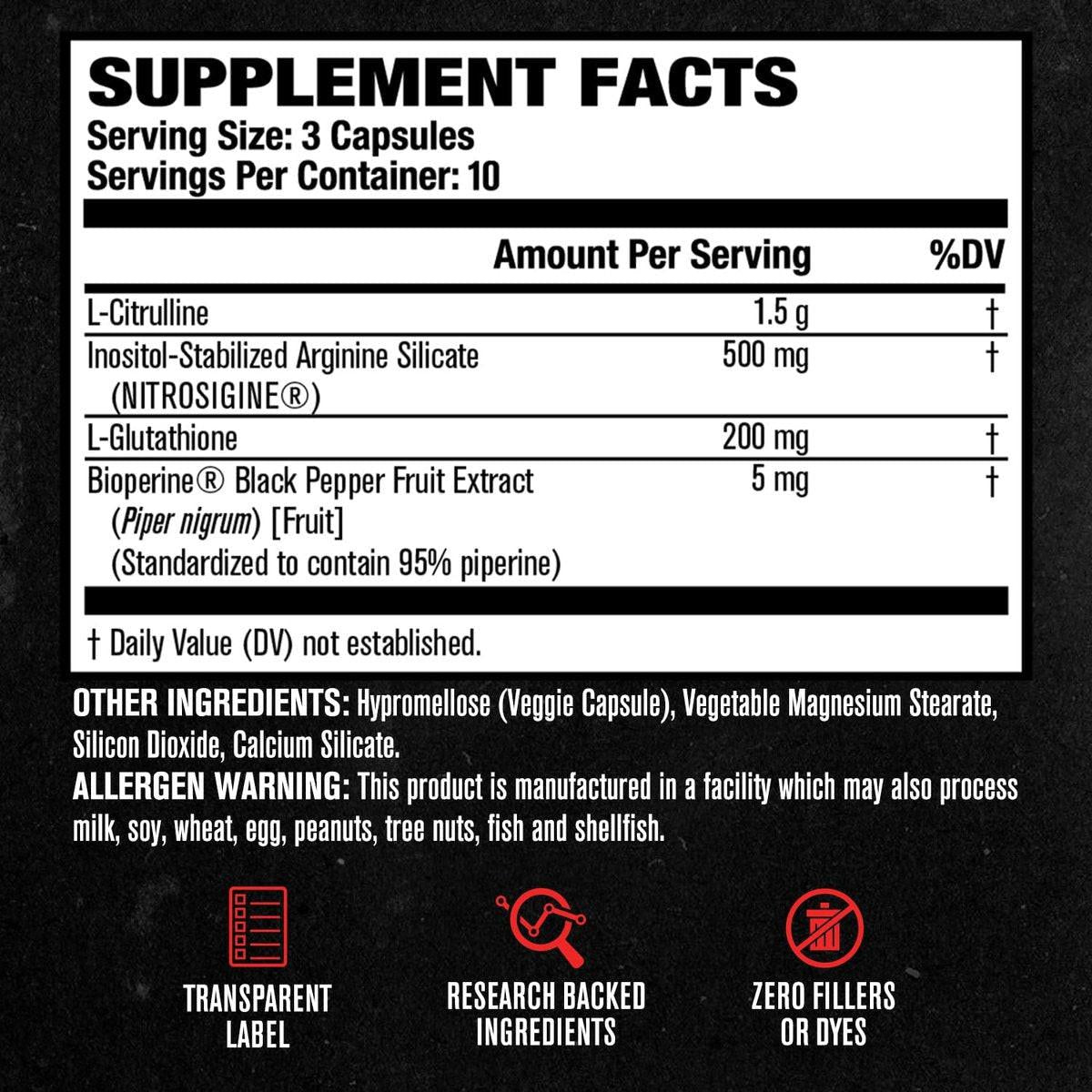 Jacked Factory N.O. XT – Stickstoffmonoxid-Booster für Männer mit Nitrosigine, L-Arginin & L-Citrullin – 30 Kapseln