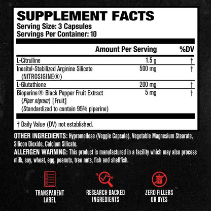 Jacked Factory N.O. XT – Stickstoffmonoxid-Booster für Männer mit Nitrosigine, L-Arginin & L-Citrullin – 30 Kapseln