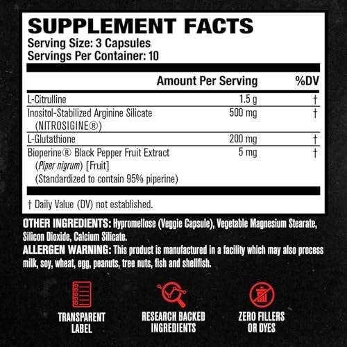Jacked Factory N.O. XT – Stickstoffmonoxid-Booster für Männer mit Nitrosigine, L-Arginin & L-Citrullin – 30 Kapseln