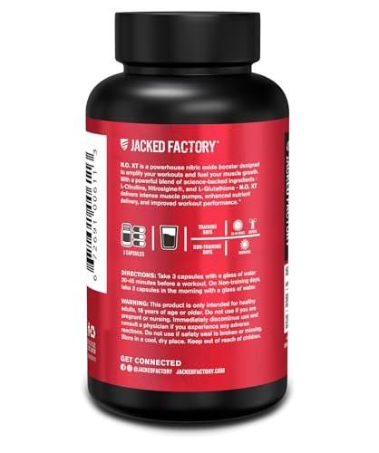 Jacked Factory N.O. XT – Stickstoffmonoxid-Booster für Männer mit Nitrosigine, L-Arginin & L-Citrullin – 30 Kapseln
