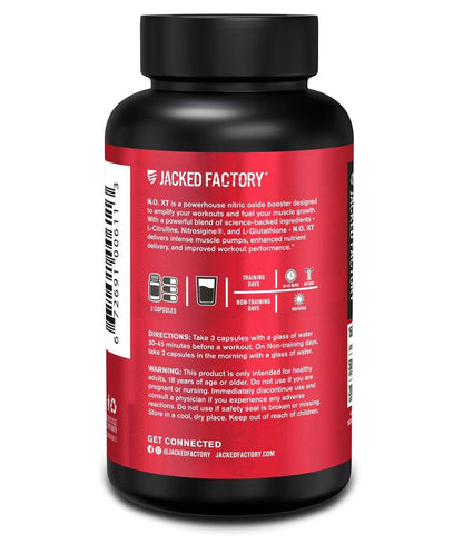 Jacked Factory N.O. XT – Stickstoffmonoxid-Booster für Männer mit Nitrosigine, L-Arginin & L-Citrullin – 30 Kapseln