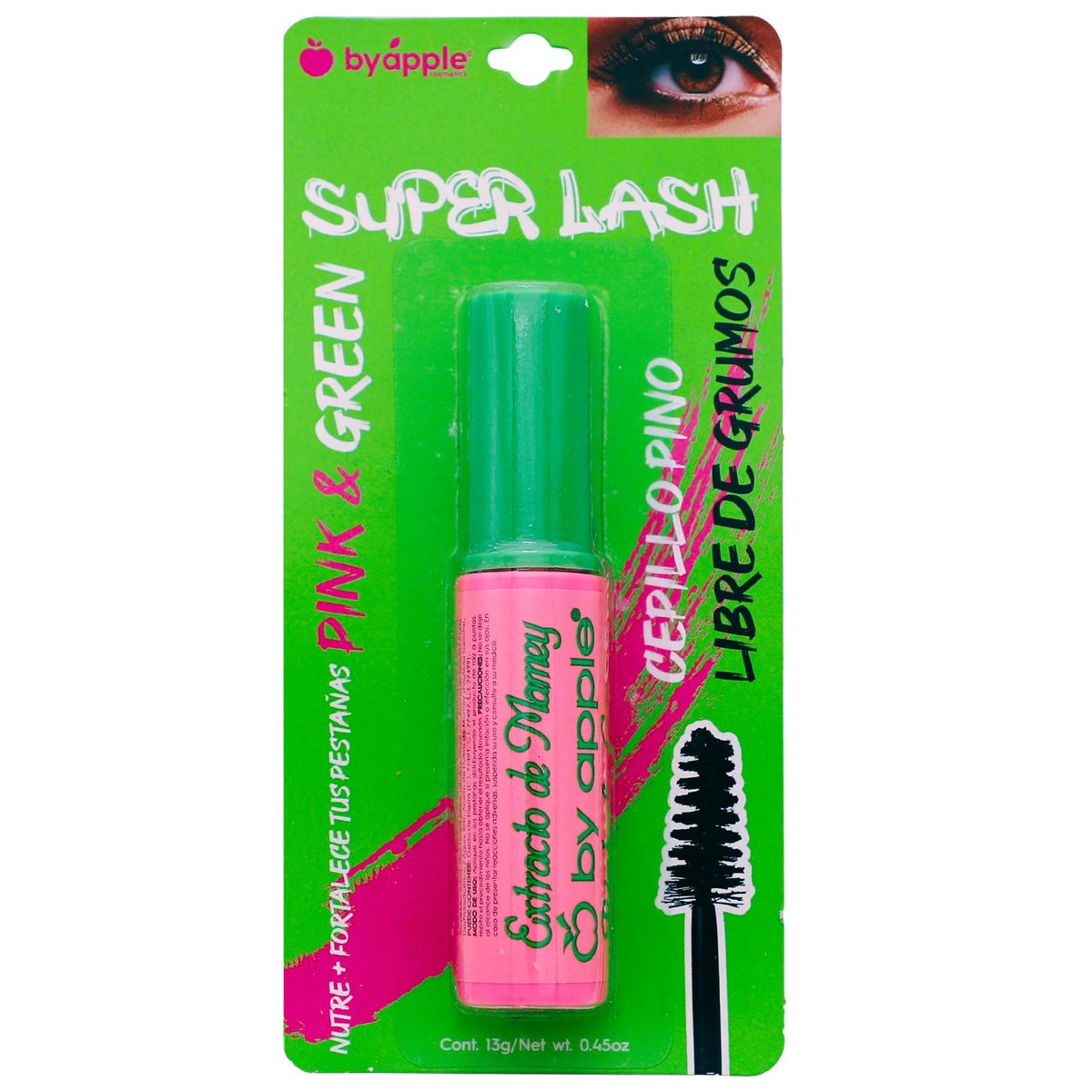 BY APPLE Super Lash Mascara – Schwarz mit grün-pinker Tube für natürlich definierte Wimpern