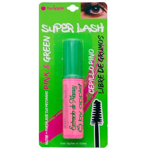 BY APPLE Super Lash Mascara – Schwarz mit grün-pinker Tube für natürlich definierte Wimpern