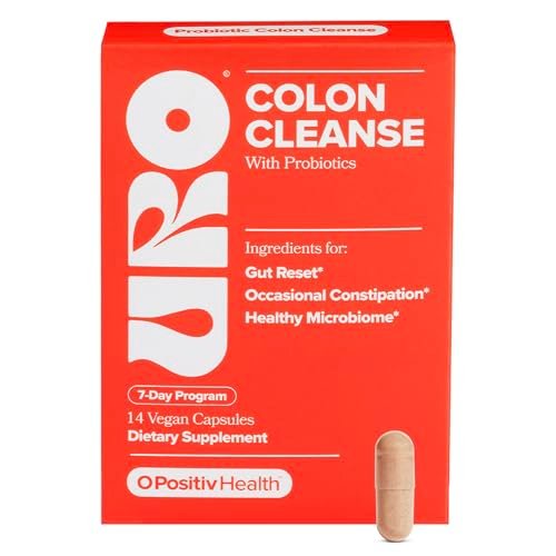 URO Colon Cleanse – 7-Tage-Darmreinigung mit Probiotika, Sennablättern, Eibischwurzel & Magnesiumoxid – Unterstützt gesunde Verdauung und lindert gelegentliche Verstopfung – 14 Portionen