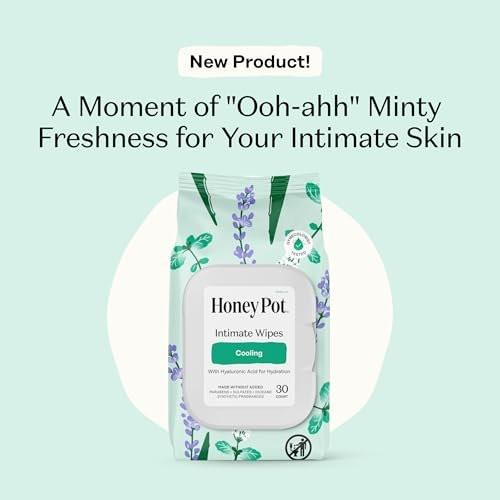 Honey Pot - Feminine Wipes - Tägliche pH-Balance, Duft- & Sulfatfreie Tücher für Intimbereich, Körper oder Gesicht - Hygieneartikel - Kühlend, 30 Stück