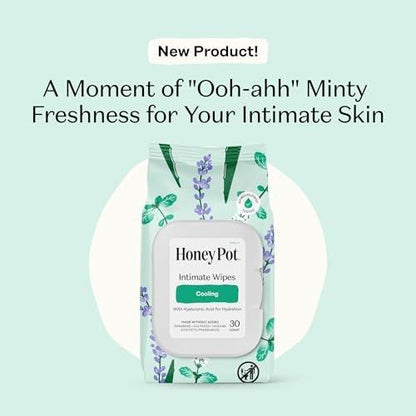 Honey Pot - Feminine Wipes - Tägliche pH-Balance, Duft- & Sulfatfreie Tücher für Intimbereich, Körper oder Gesicht - Hygieneartikel - Kühlend, 30 Stück