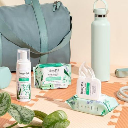 Honey Pot - Feminine Wipes - Tägliche pH-Balance, Duft- & Sulfatfreie Tücher für Intimbereich, Körper oder Gesicht - Hygieneartikel - Kühlend, 30 Stück