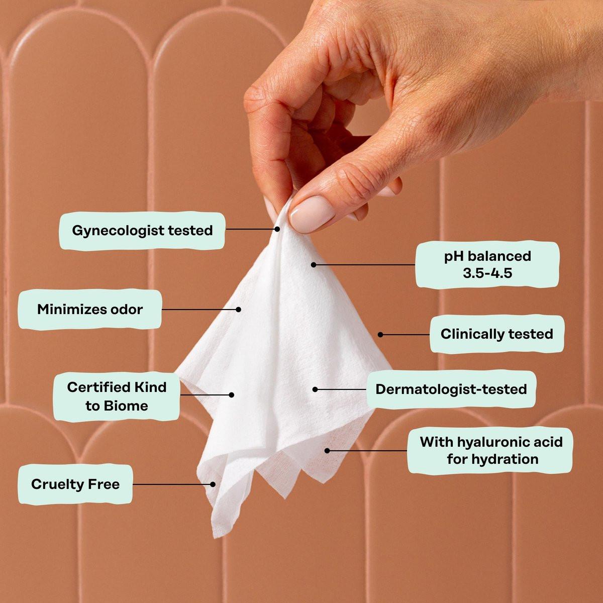 Honey Pot - Feminine Wipes - Tägliche pH-Balance, Duft- & Sulfatfreie Tücher für Intimbereich, Körper oder Gesicht - Hygieneartikel - Kühlend, 30 Stück