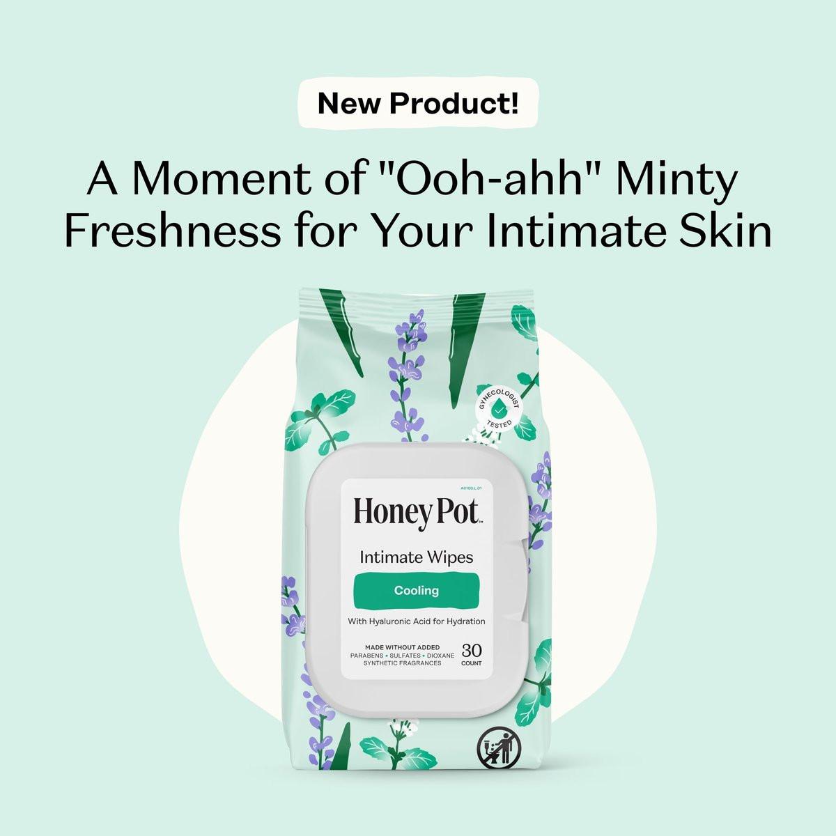 Honey Pot - Feminine Wipes - Tägliche pH-Balance, Duft- & Sulfatfreie Tücher für Intimbereich, Körper oder Gesicht - Hygieneartikel - Kühlend, 30 Stück