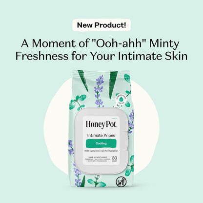 Honey Pot - Feminine Wipes - Tägliche pH-Balance, Duft- & Sulfatfreie Tücher für Intimbereich, Körper oder Gesicht - Hygieneartikel - Kühlend, 30 Stück
