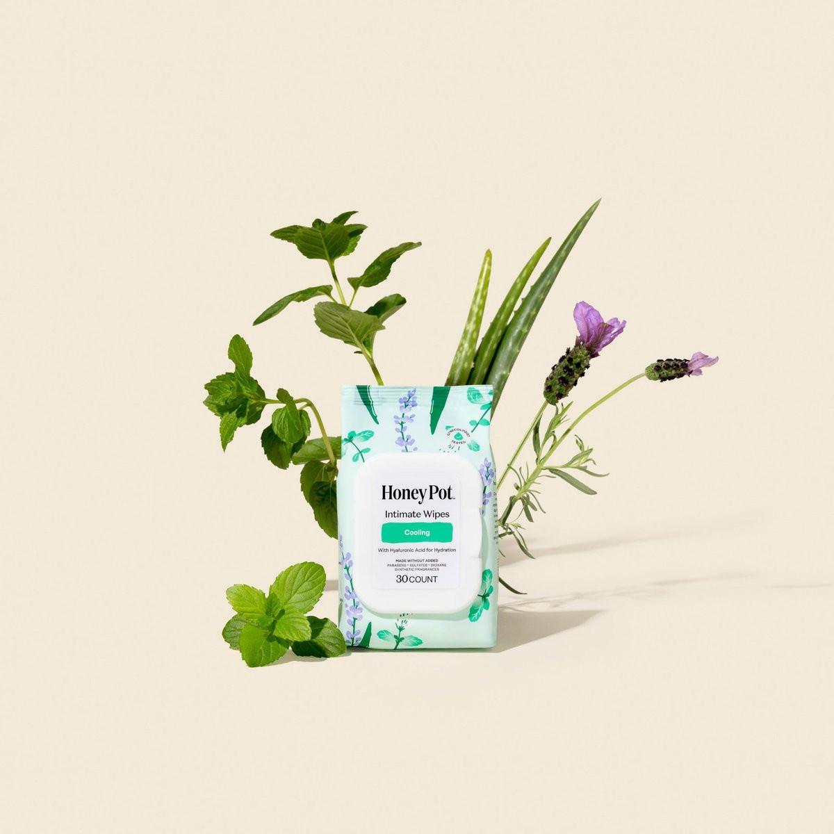 Honey Pot - Feminine Wipes - Tägliche pH-Balance, Duft- & Sulfatfreie Tücher für Intimbereich, Körper oder Gesicht - Hygieneartikel - Kühlend, 30 Stück