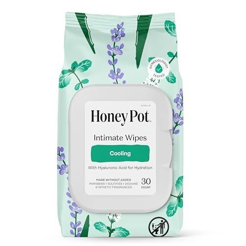 Honey Pot - Feminine Wipes - Tägliche pH-Balance, Duft- & Sulfatfreie Tücher für Intimbereich, Körper oder Gesicht - Hygieneartikel - Kühlend, 30 Stück
