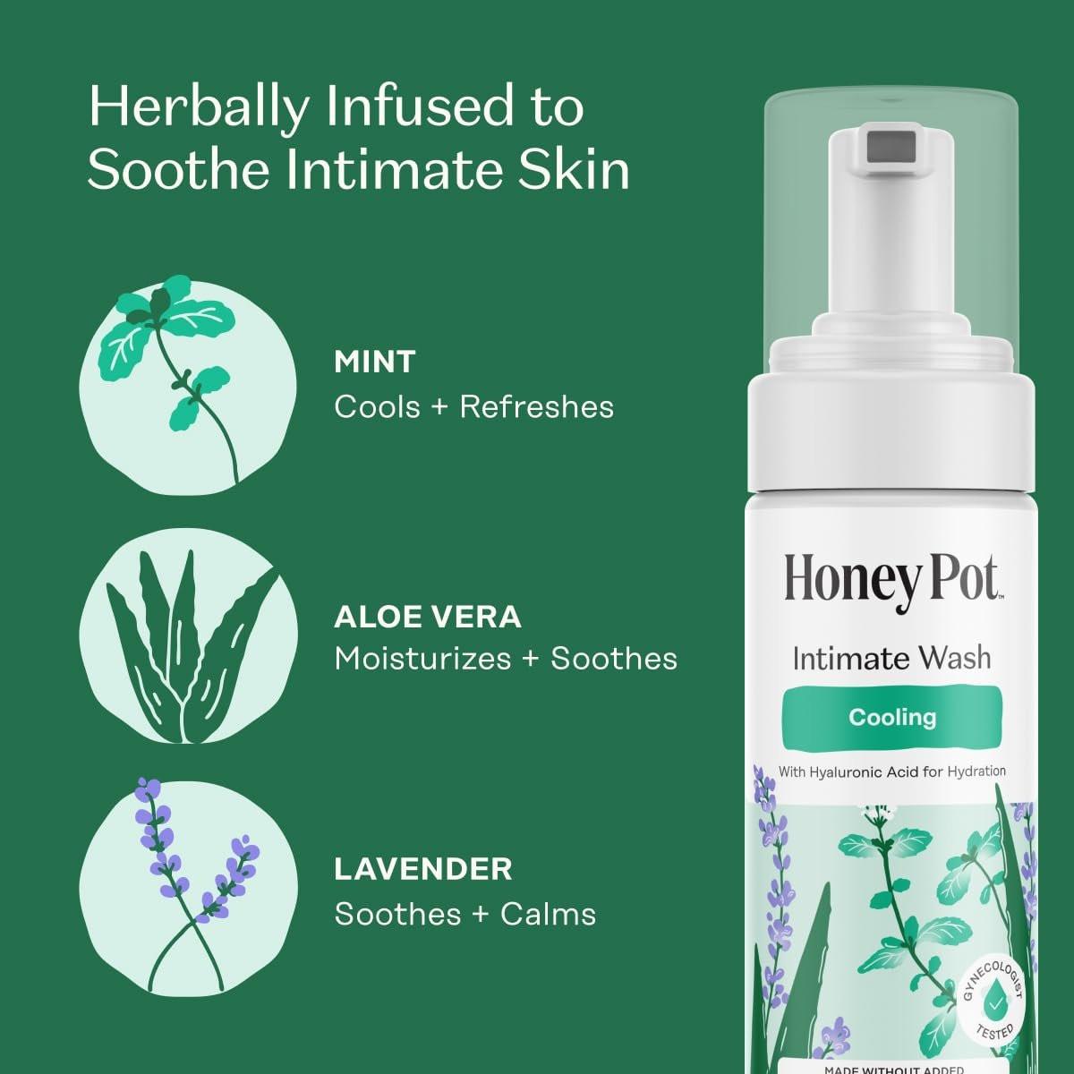 Honey Pot - Femininwasch - Kräuterinfusion - Kühlender Effekt - Für empfindliche Hauttypen - pH-ausgeglichene pflanzliche Hygiene - Kühlend - 5,51 Fl Oz