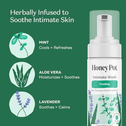 Honey Pot - Femininwasch - Kräuterinfusion - Kühlender Effekt - Für empfindliche Hauttypen - pH-ausgeglichene pflanzliche Hygiene - Kühlend - 5,51 Fl Oz