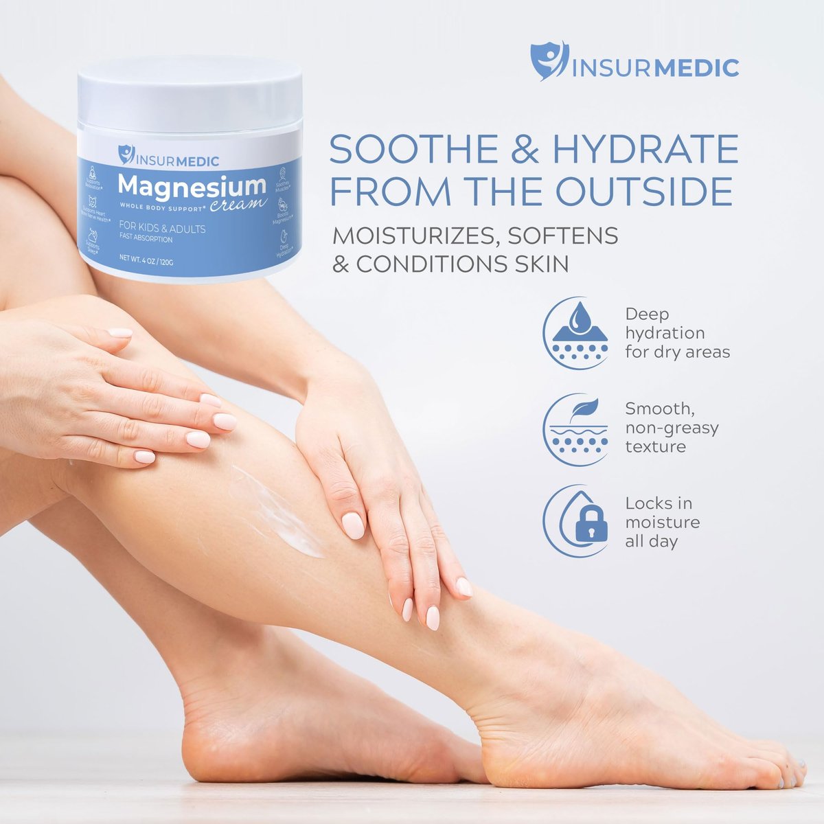 Magnesium-Creme für Neuropathie - Nachtpflege mit Lavendel gegen Muskelkrämpfe, Nervenschmerzen und Verspannungen - Beruhigende Topical Lotion für Füße, Beine und Rücken