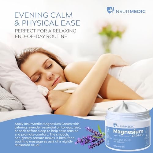 Magnesium-Creme für Neuropathie - Nachtpflege mit Lavendel gegen Muskelkrämpfe, Nervenschmerzen und Verspannungen - Beruhigende Topical Lotion für Füße, Beine und Rücken