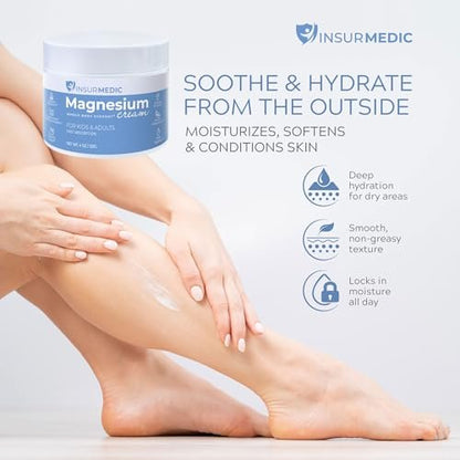 Magnesium-Creme für Neuropathie - Nachtpflege mit Lavendel gegen Muskelkrämpfe, Nervenschmerzen und Verspannungen - Beruhigende Topical Lotion für Füße, Beine und Rücken