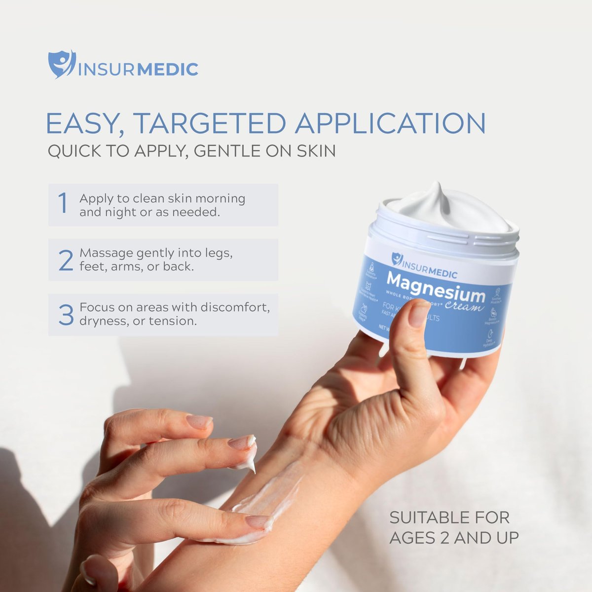 Magnesium-Creme für Neuropathie - Nachtpflege mit Lavendel gegen Muskelkrämpfe, Nervenschmerzen und Verspannungen - Beruhigende Topical Lotion für Füße, Beine und Rücken