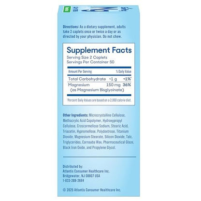 SlowMag Magnesium Glycinat Kautabletten, 100 Stück, Zeitverzögerte Freisetzung, Beruhigung & Stressunterstützung, Gesunder Schlaf, Sanft zum Magen, Magnesiumglycinat-Ergänzung für Frauen & Männer