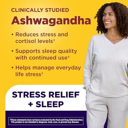 Nature Made Magnesium + Ashwagandha Kapseln – Stressabbau und Schlafunterstützung, 300 mg Magnesium und Ashwagandha Ergänzung, 60 Kapseln, 30-Tage-Versorgung