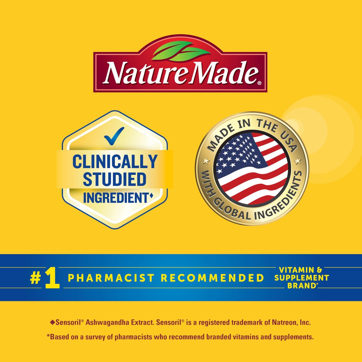 Nature Made Magnesium + Ashwagandha Kapseln – Stressabbau und Schlafunterstützung, 300 mg Magnesium und Ashwagandha Ergänzung, 60 Kapseln, 30-Tage-Versorgung