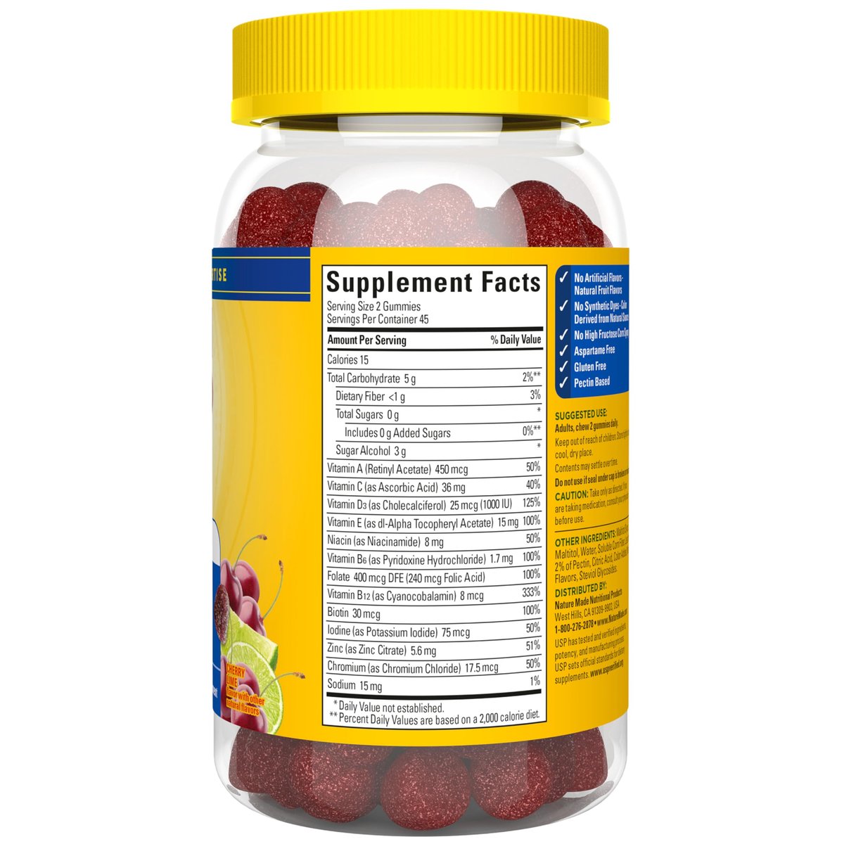 Nature Made Zero Sugar Multivitamin Männer Gummibärchen – Zuckerfrei, Aspartamfrei, 90 Stück, 45-Tage-Vorrat