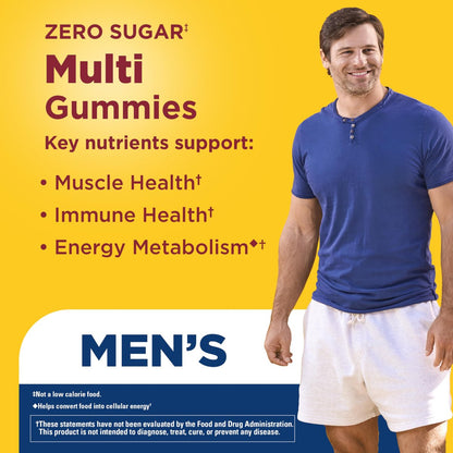 Nature Made Zero Sugar Multivitamin Männer Gummibärchen – Zuckerfrei, Aspartamfrei, 90 Stück, 45-Tage-Vorrat