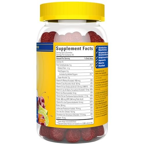 Nature Made Zero Sugar Multivitamin Männer Gummibärchen – Zuckerfrei, Aspartamfrei, 90 Stück, 45-Tage-Vorrat