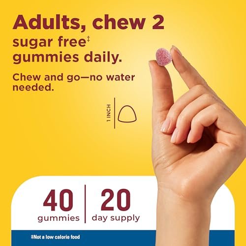 Nature Made Zero Sugar Magnesiumcitrat Gummibärchen 200 mg pro Portion – 40 zuckerfreie Gummis für Muskel- und Knochenunterstützung, aspartamfrei, 20-Tage-Vorrat