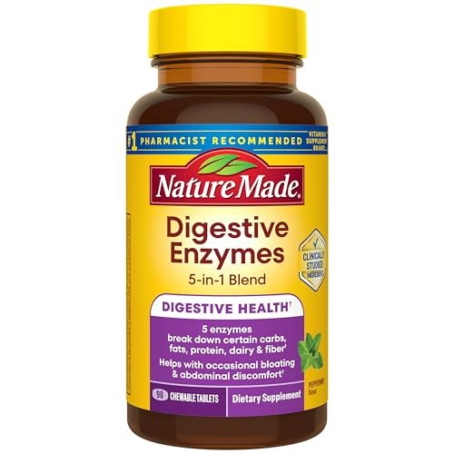 Nature Made Verdauungsenzyme 5-in-1 Mischung, Unterstützung der Verdauungsgesundheit, 90 Kautabletten, 30-Tage-Vorrat