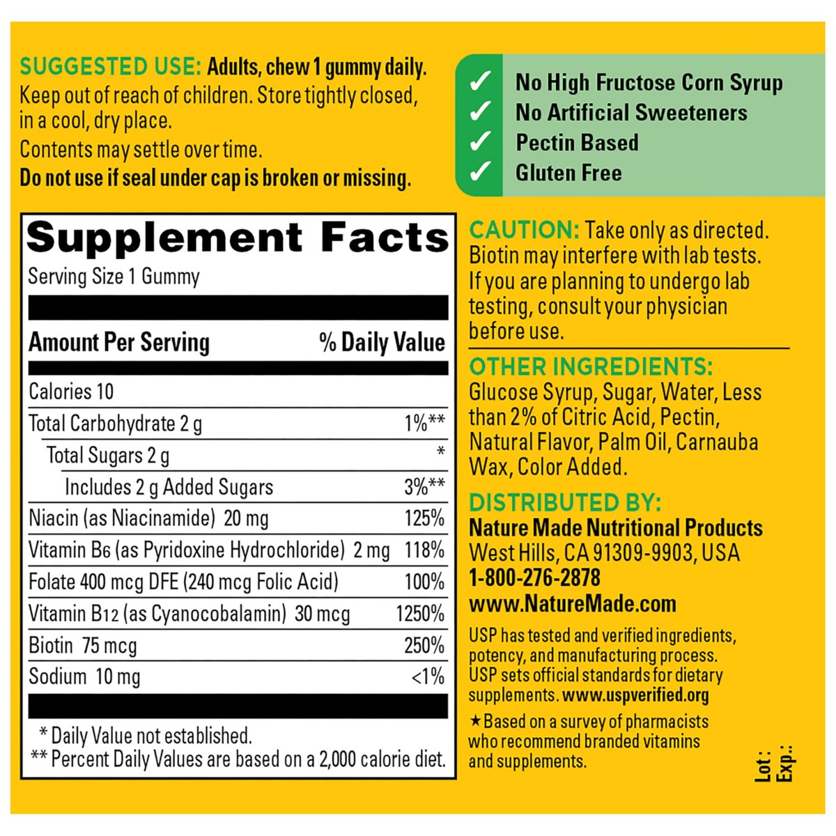 Nature Made Vitamin B Komplex Gummis – 5 B-Vitamine für Energie und Gehirnunterstützung, 60 Gummis, 60-Tage-Vorrat