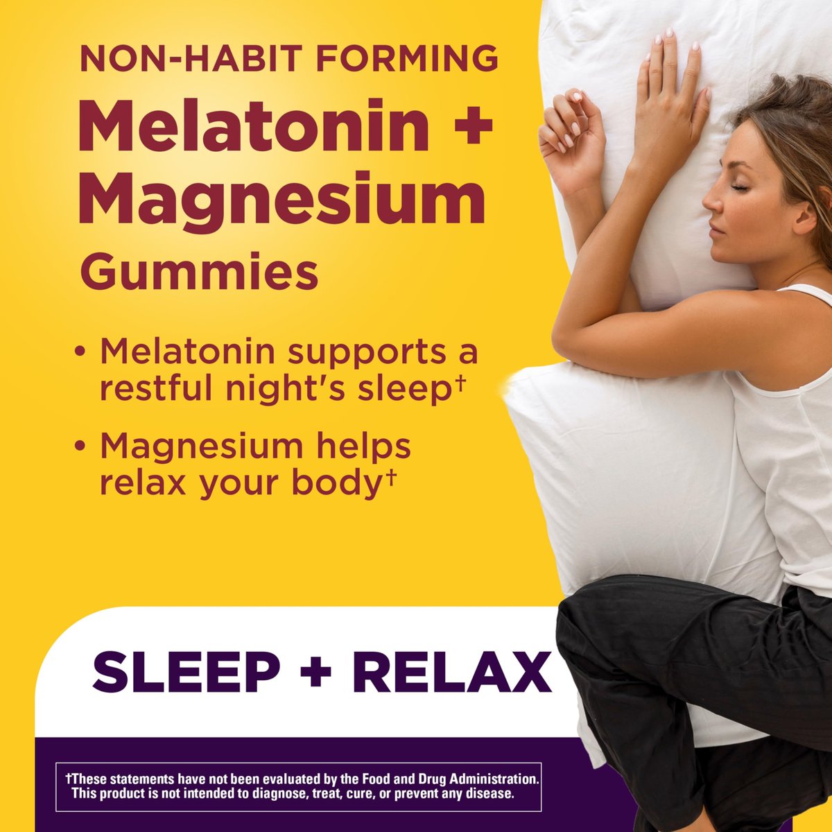 Nature Made Melatonin + Magnesium Gummies – Einschlafhilfe mit 3 mg Melatonin und Magnesiumcitrat, 50 Gummis