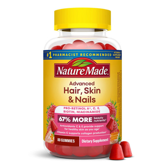 Nature Made Advanced Hair, Haut & Nägel Gummibärchen mit Biotin, Pro Retinol A, Niacinamid, Vitamin C & Vitamin E, 80 Stück, 40 Tage Vorrat